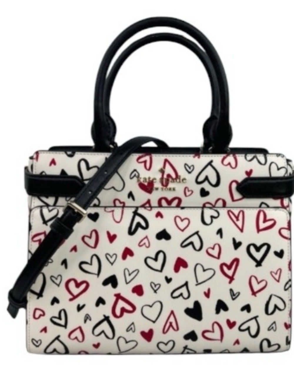 Authentic Kate Spade Scribble Hearts Satchel Tote Handbag Barbiecore - Picture 2 of 8